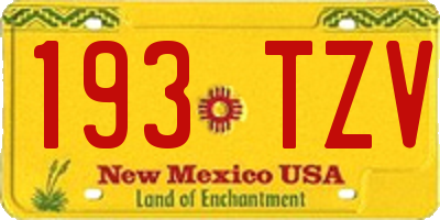 NM license plate 193TZV