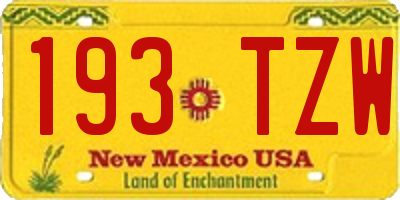 NM license plate 193TZW