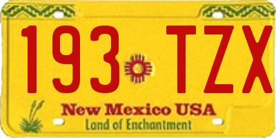 NM license plate 193TZX