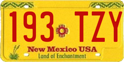 NM license plate 193TZY