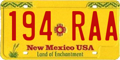 NM license plate 194RAA