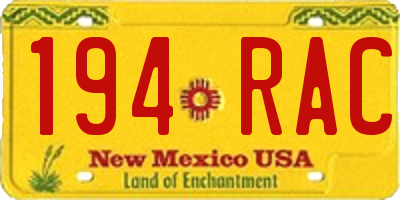 NM license plate 194RAC