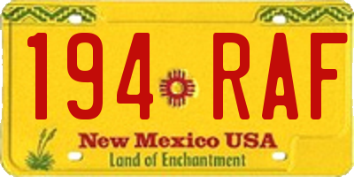 NM license plate 194RAF