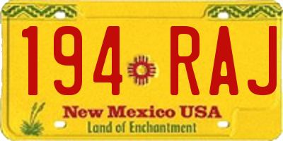 NM license plate 194RAJ