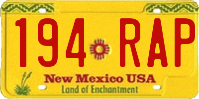 NM license plate 194RAP