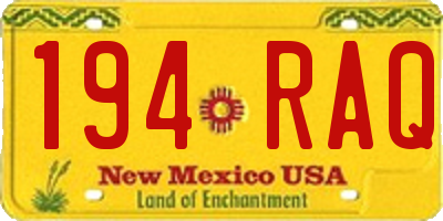 NM license plate 194RAQ