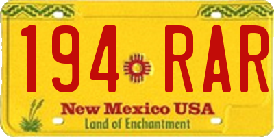 NM license plate 194RAR