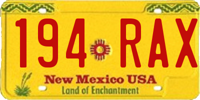 NM license plate 194RAX