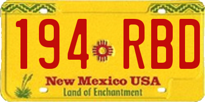 NM license plate 194RBD