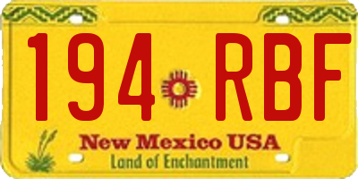 NM license plate 194RBF