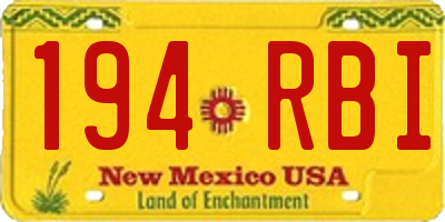 NM license plate 194RBI