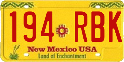 NM license plate 194RBK
