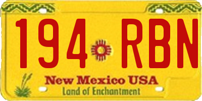 NM license plate 194RBN
