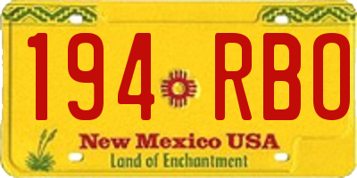 NM license plate 194RBO