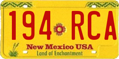 NM license plate 194RCA