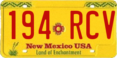 NM license plate 194RCV