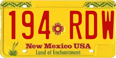 NM license plate 194RDW