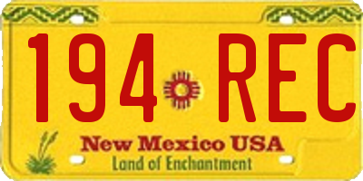 NM license plate 194REC