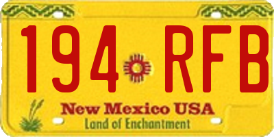 NM license plate 194RFB