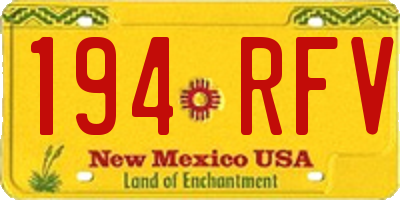 NM license plate 194RFV
