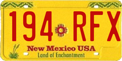 NM license plate 194RFX