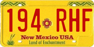 NM license plate 194RHF