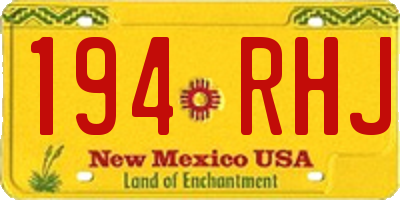 NM license plate 194RHJ
