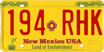 NM license plate 194RHK
