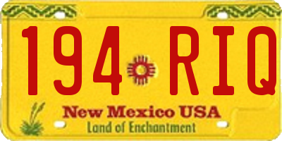 NM license plate 194RIQ