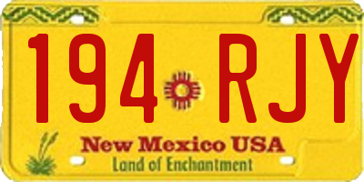 NM license plate 194RJY