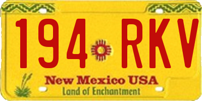 NM license plate 194RKV