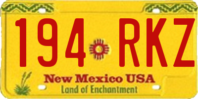 NM license plate 194RKZ