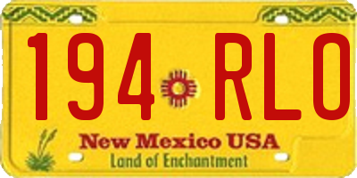 NM license plate 194RLO