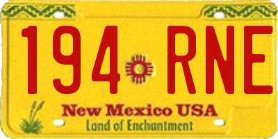 NM license plate 194RNE