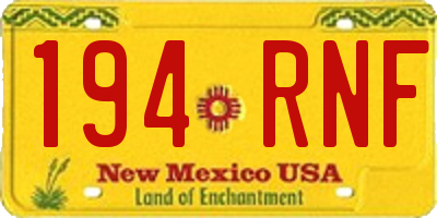 NM license plate 194RNF
