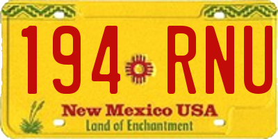 NM license plate 194RNU