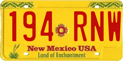 NM license plate 194RNW