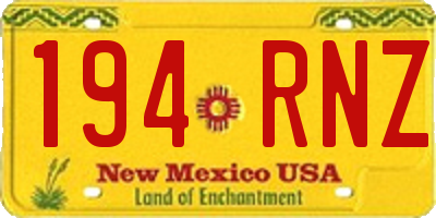 NM license plate 194RNZ