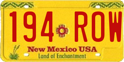 NM license plate 194ROW