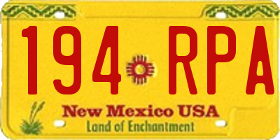 NM license plate 194RPA