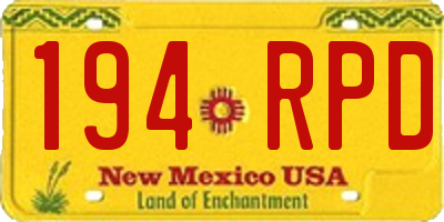 NM license plate 194RPD