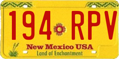 NM license plate 194RPV
