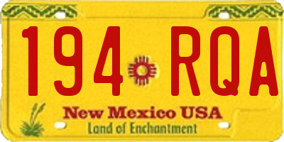NM license plate 194RQA