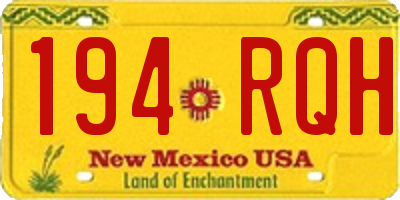 NM license plate 194RQH
