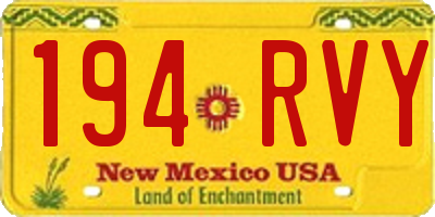 NM license plate 194RVY