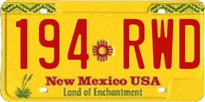 NM license plate 194RWD