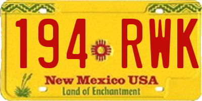 NM license plate 194RWK