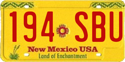 NM license plate 194SBU