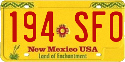 NM license plate 194SFO