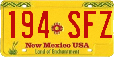 NM license plate 194SFZ